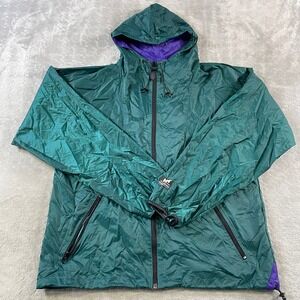 Vintage Helly Hansen Packable Jacket Small Green Purple Hooded Windbreaker‎